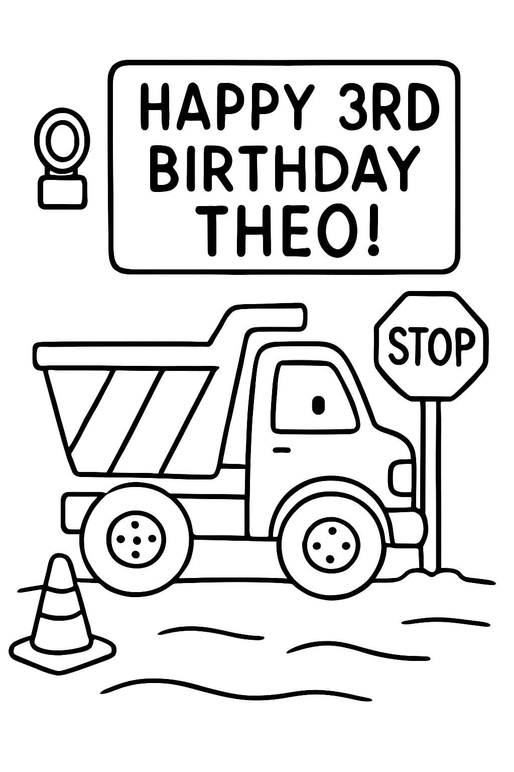 Joyeux 3ème anniversaire Théodore ! (Thème de la construction, panneau d'arrêt, lumières, travaux routiers)