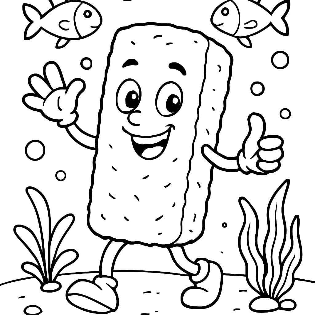 un bâton de poisson avec un visage et des jambes et des bras.