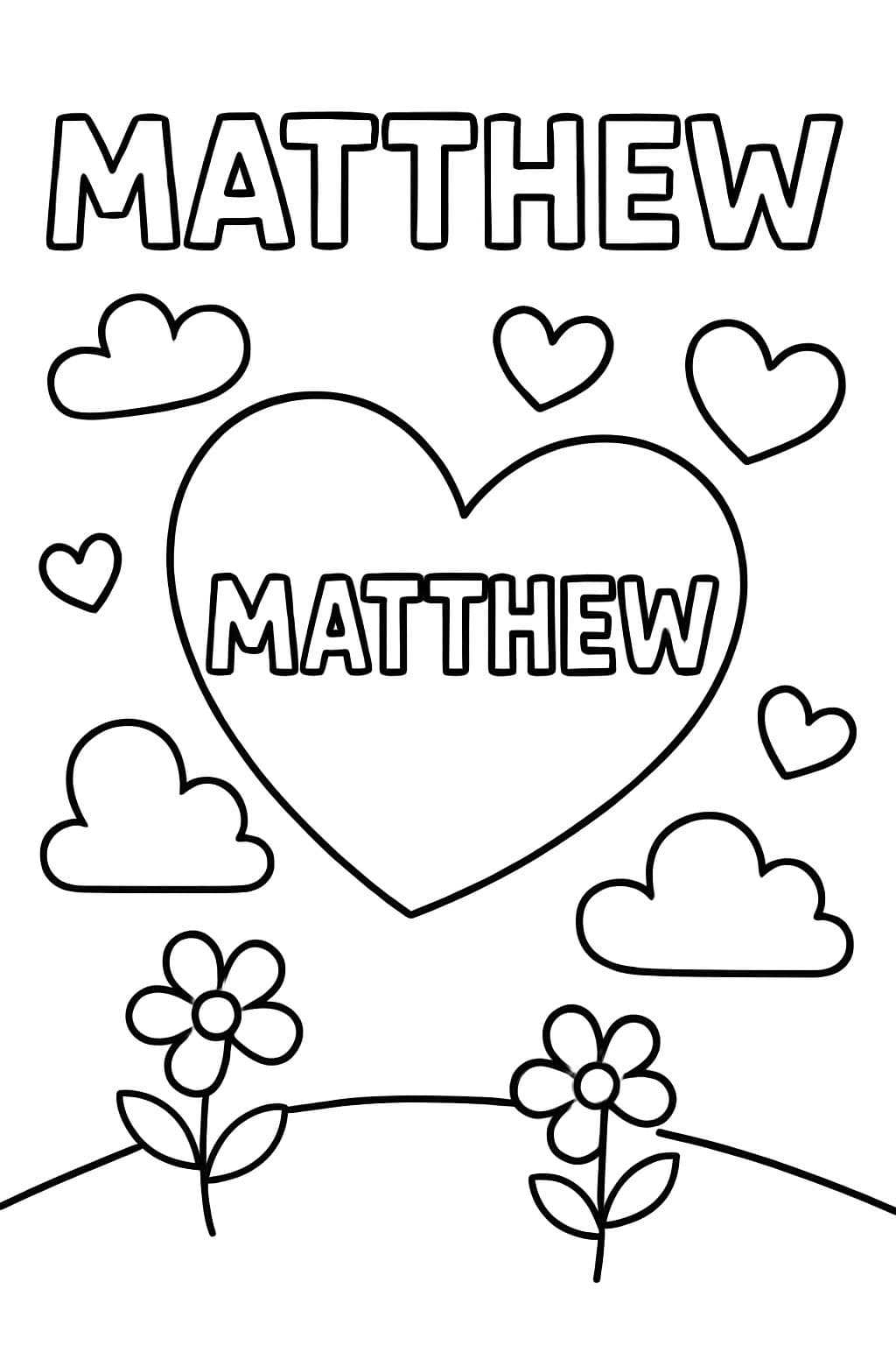 corazones de San Valentín con el nombre Matthew