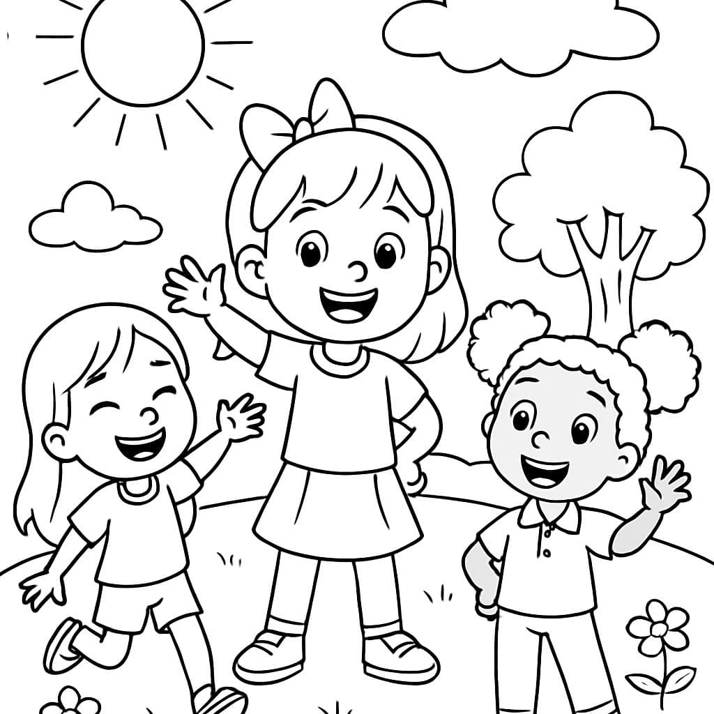 Una niña llamada Ellie con sus 2 amigas, Ellie y Cora.
