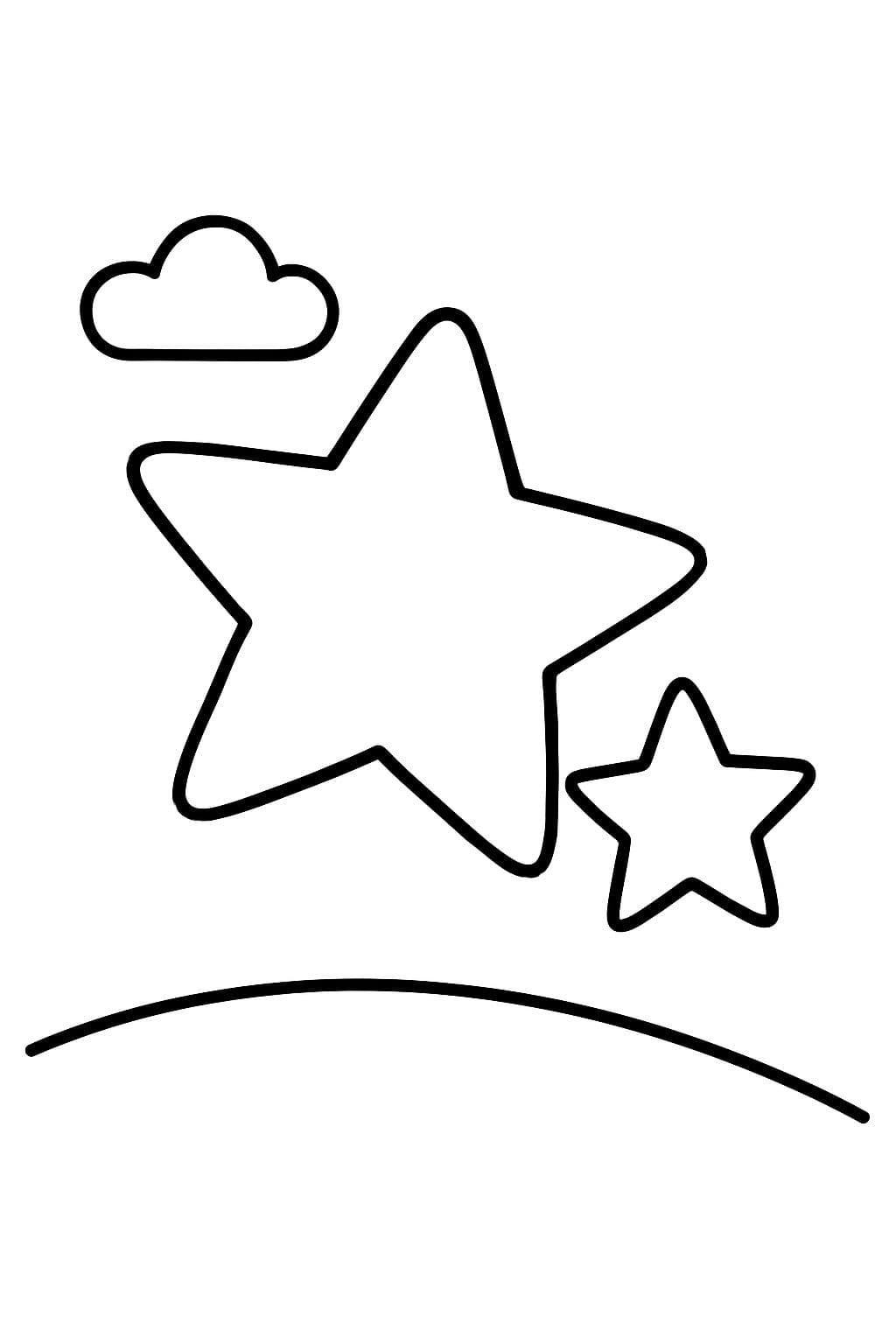 una estrella grande y una estrella de tamaño mediano