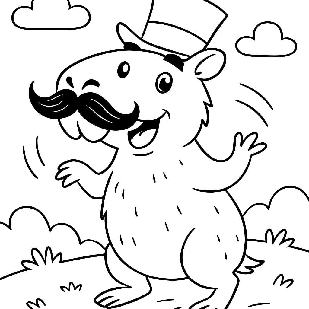 ein Capybara mit einem lächerlichen Schnurrbart und einem Zylinder