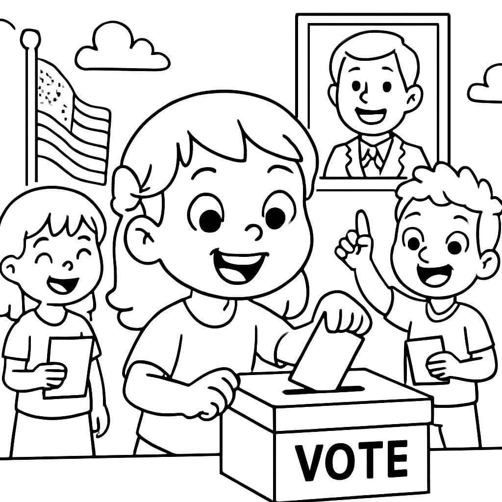 Niños pequeños votando para escoger a su presidente.