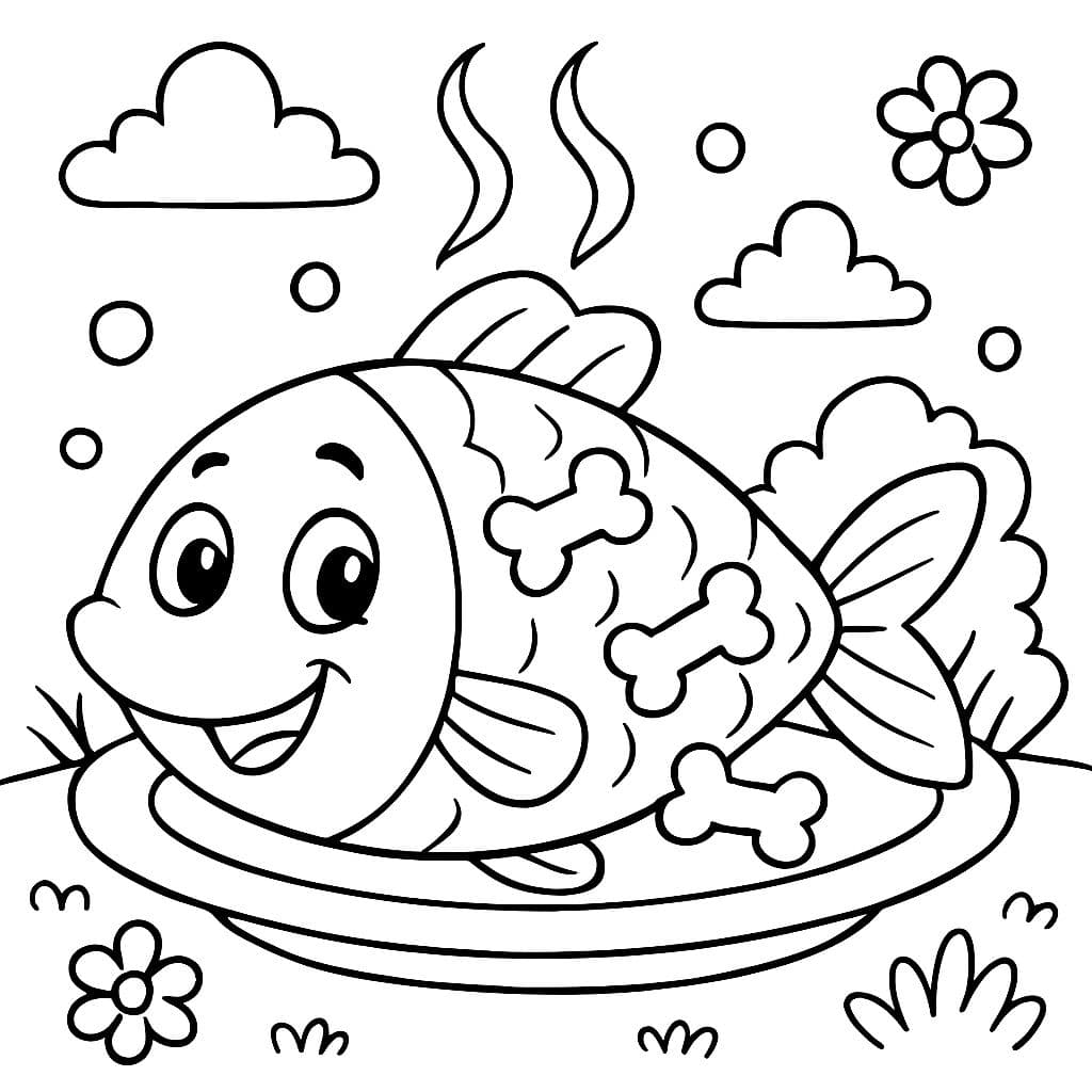 Une image de poisson cuit avec des friandises pour chiens dessus.