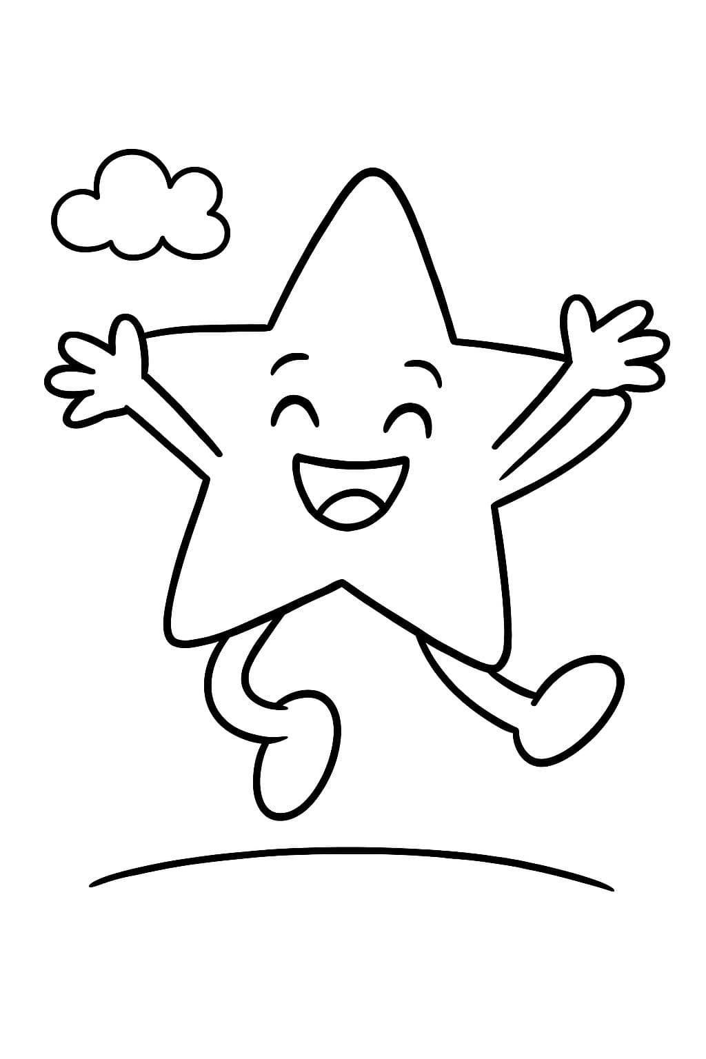 Una estrella saltando y riendo con brazos y piernas
