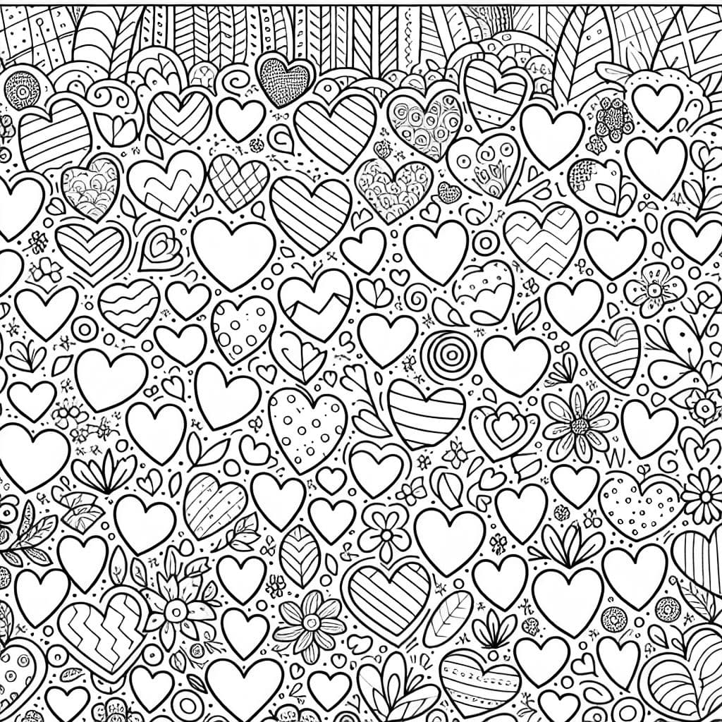 lots of simple heart shapes not attached to each other