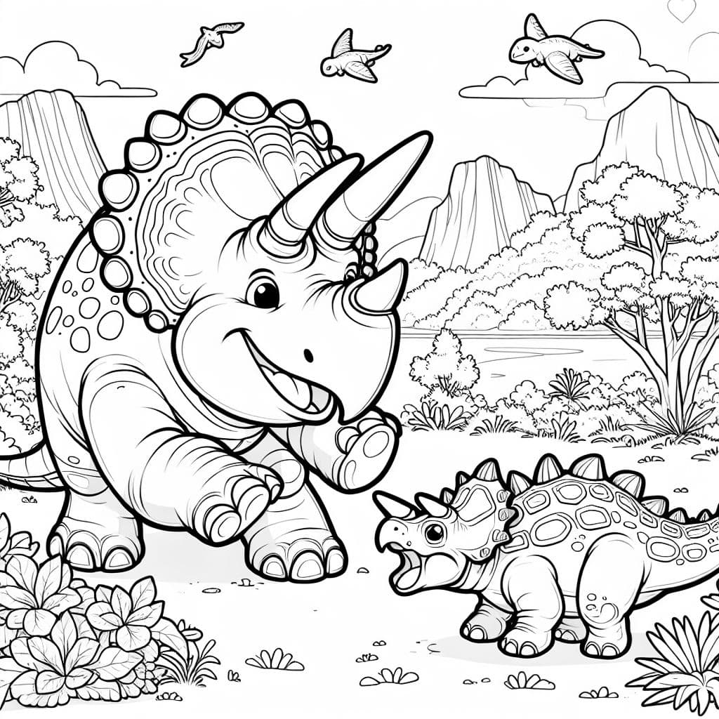 ein Triceratops kämpft gegen einen Ankylosaurus