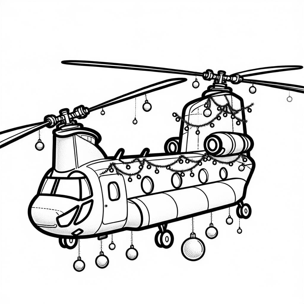 Army chinook airplane with christmas ornaments