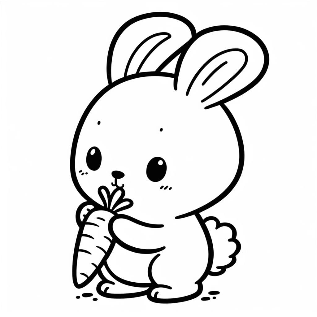 Un conejo se pone de pie y roía una zanahoria