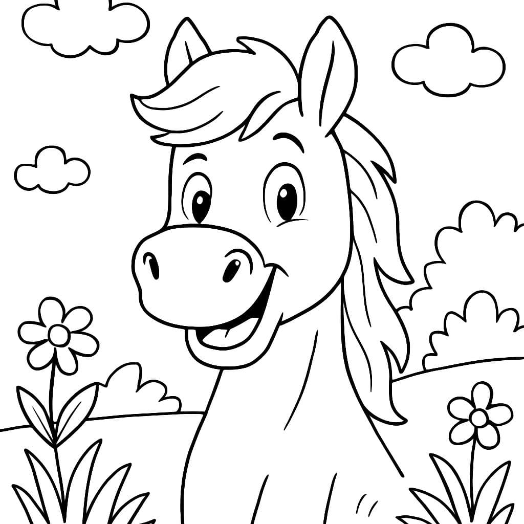 cabeza de caballo desde el frente con crin a la derecha y a la izquierda