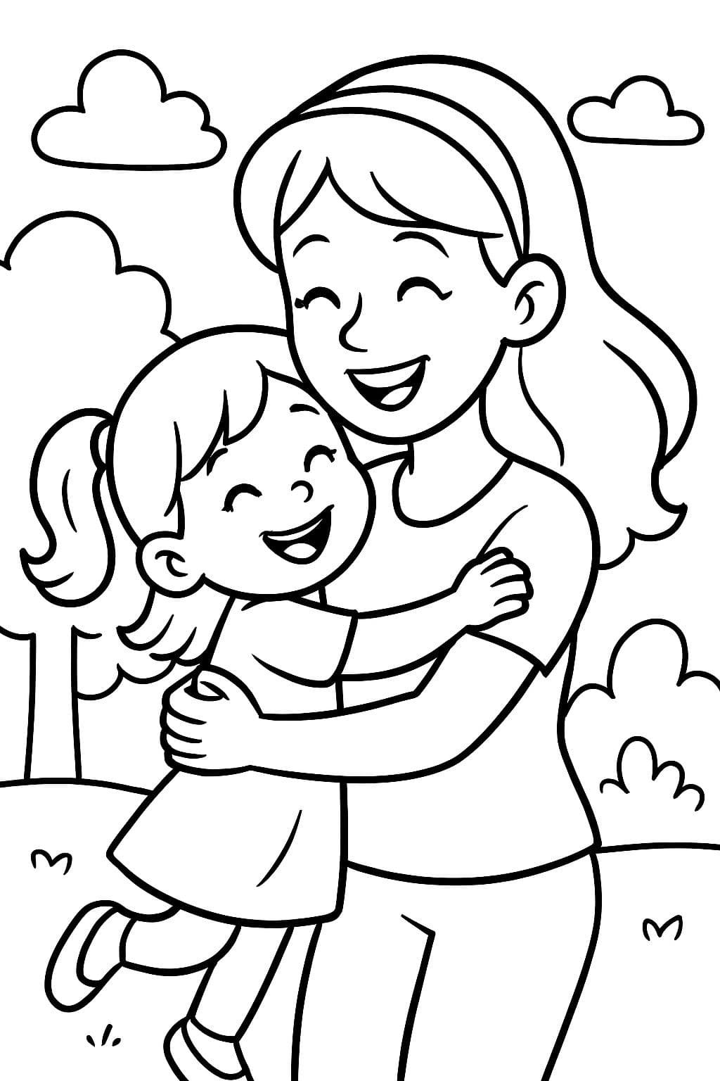 Niña de 3 años abrazando a su mamá muy bonita