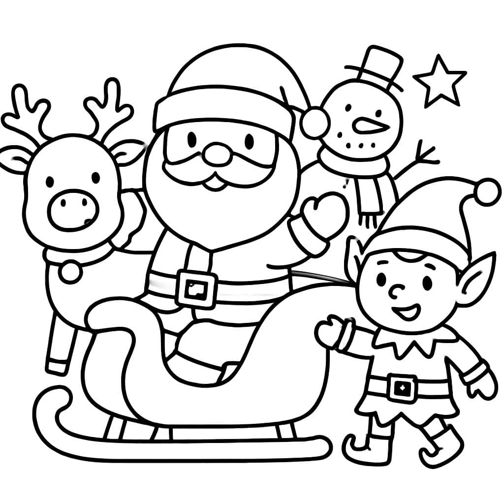 Navidad Santa reno muñeco de nieve elfo trineo