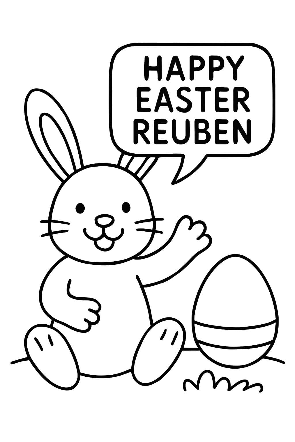 Conejo de Pascua diciendo feliz Pascua Reuben