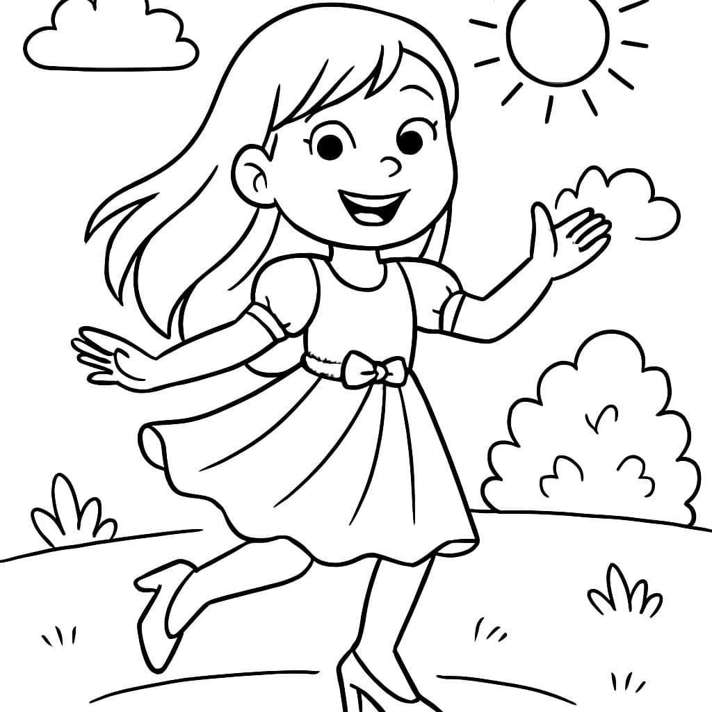 uma menina bonita com cabelo liso, um vestido bonito e saltos altos