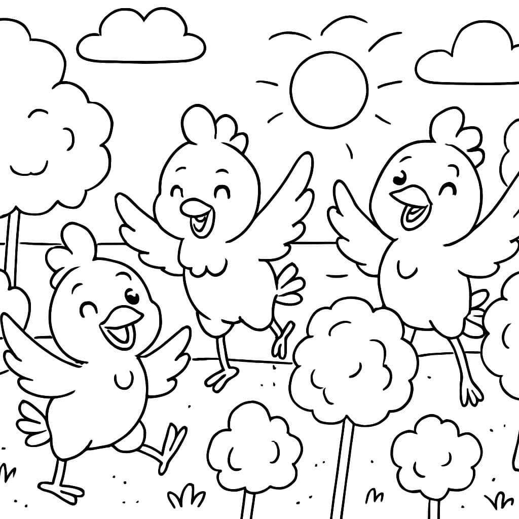 des poules dansant dans un champ de barbe à papa à la plage
