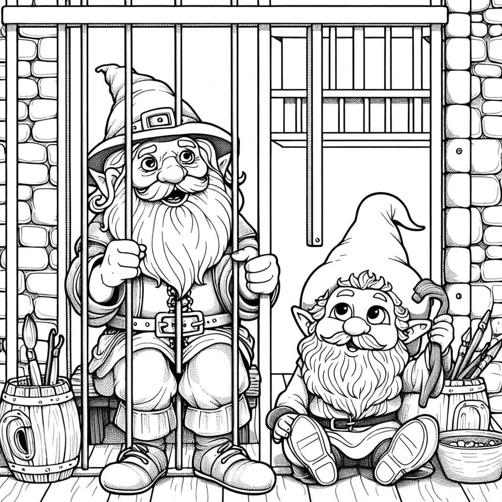 Druidin und Gnom sitzen im Gefängnis und versuchen auszubrechen