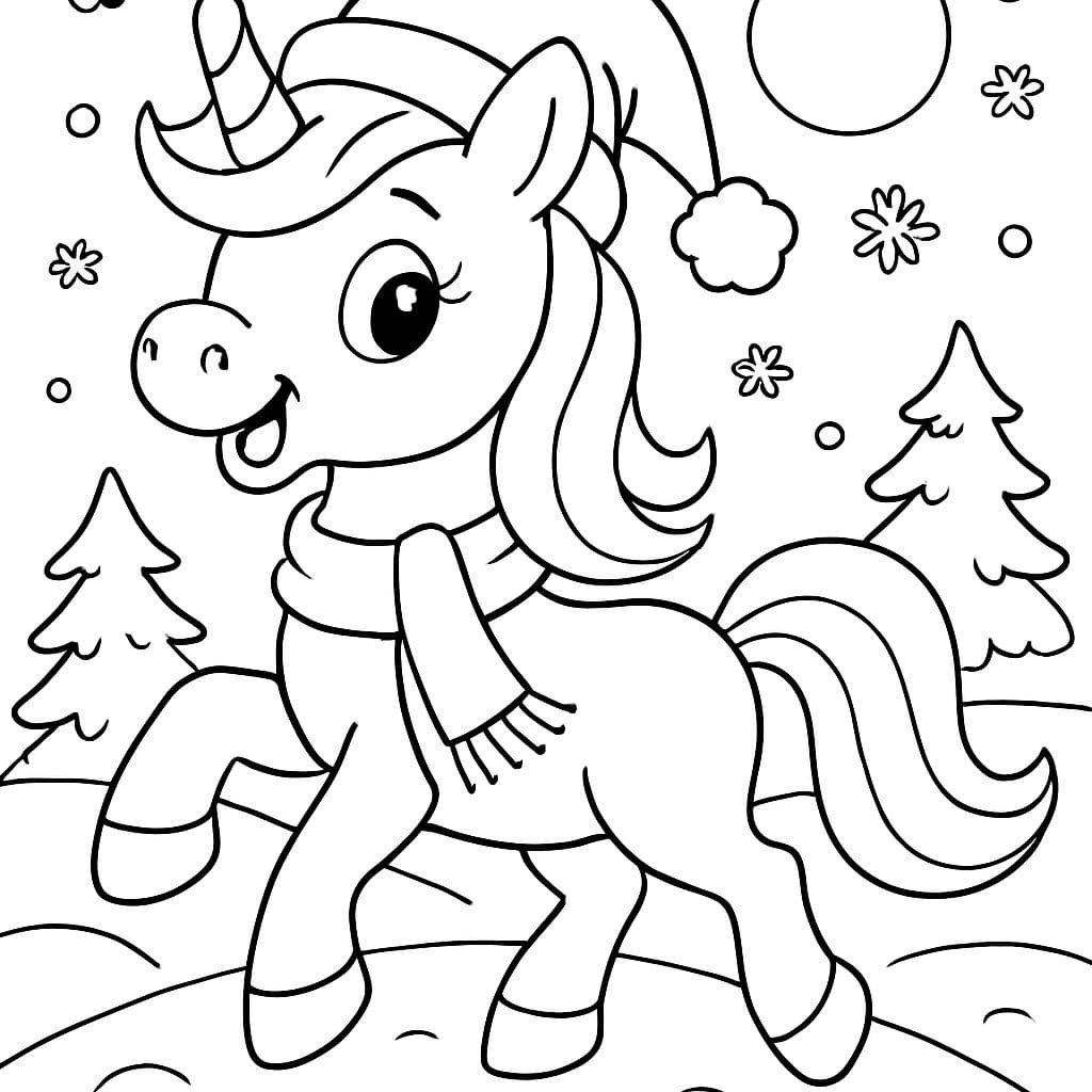 un unicornio navideño que lleva un gorro de santa