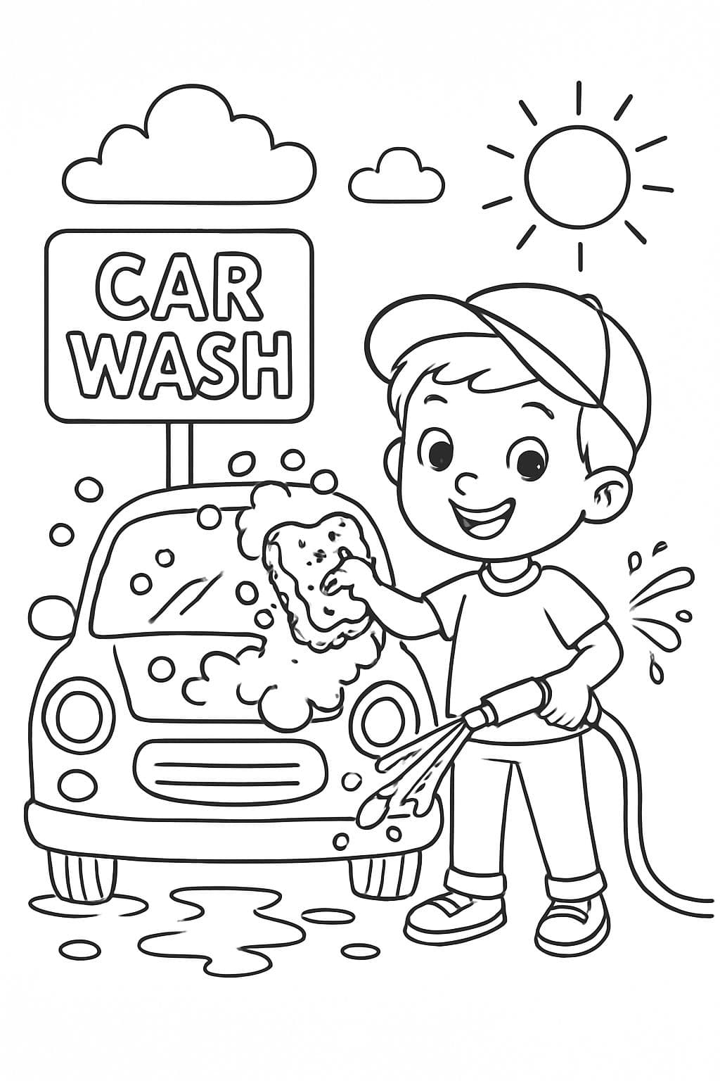 El chico del lavado de coches de Theo lavando un coche