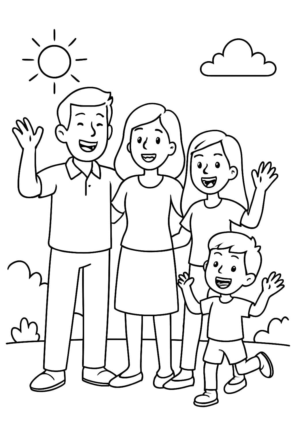 Une famille composée de papa, maman, d'une fille adolescente et d'un garçon de 6 ans