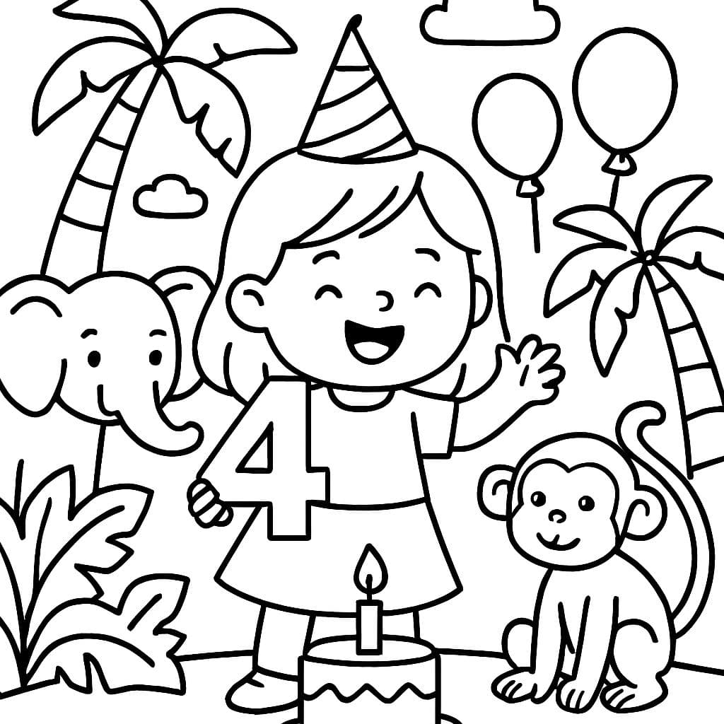 Fête d'anniversaire dans la jungle pour une fille de 4 ans