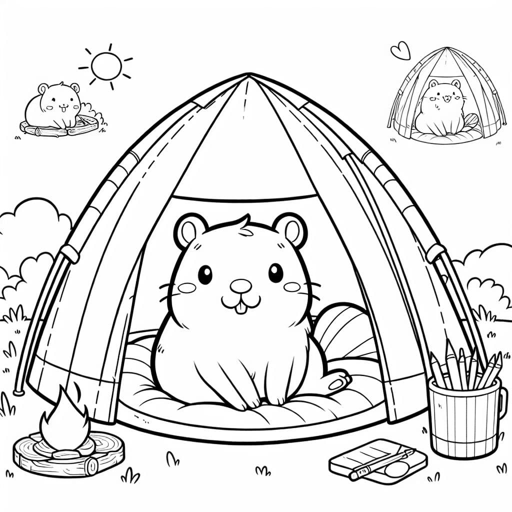 Un capibara de anime sentado en una tienda acogedora