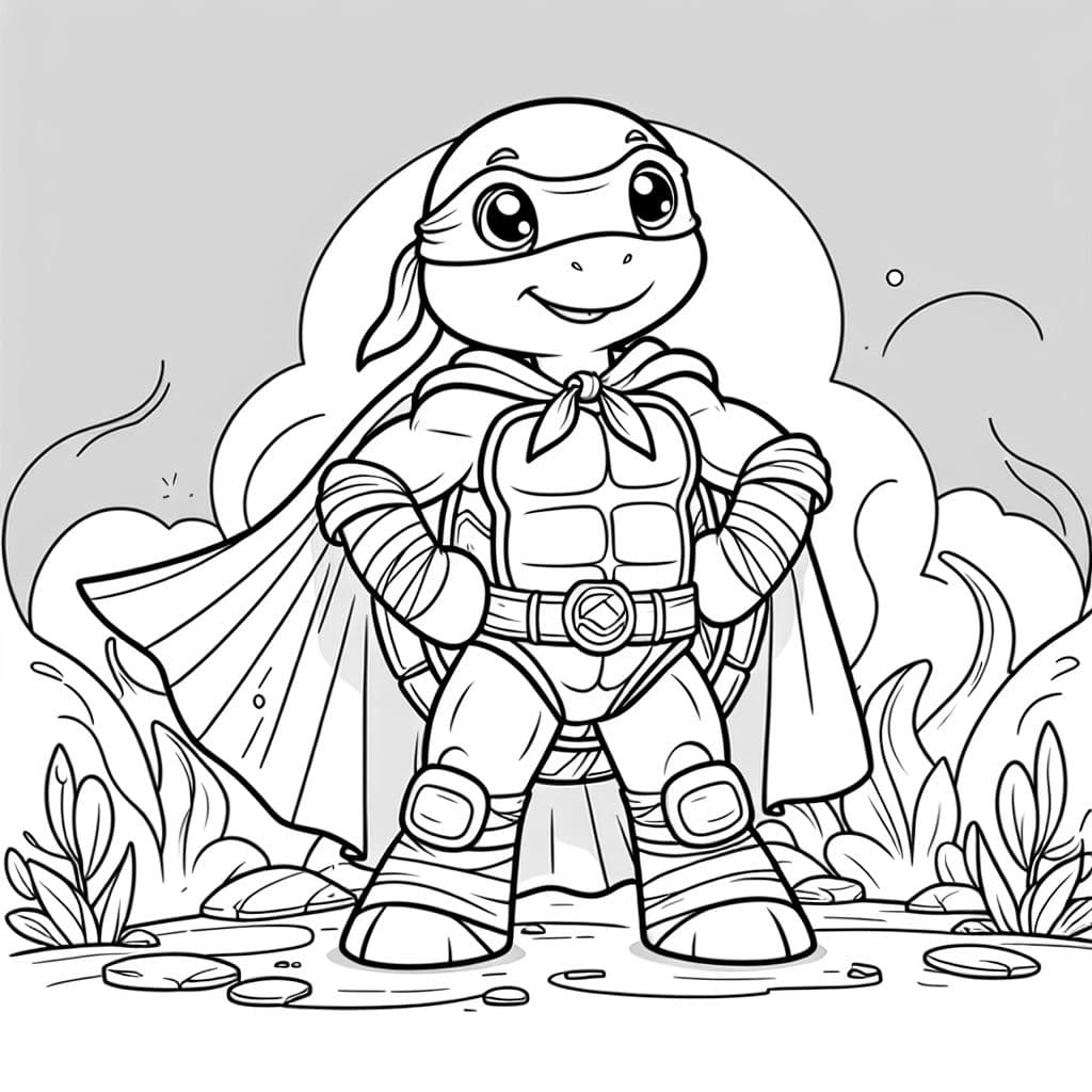 Uma tartaruga em um traje de super-herói, pronta para salvar o mundo!