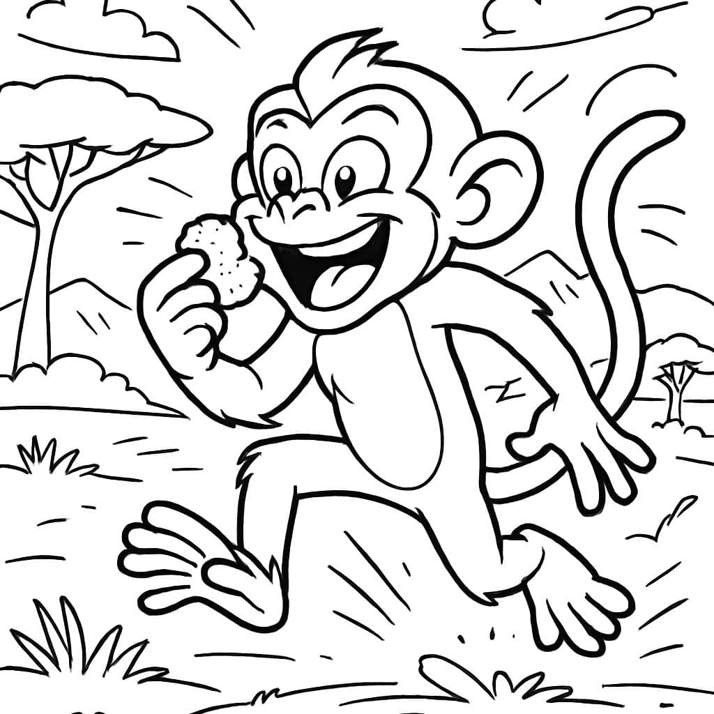 Un mono comiendo un nugget de pollo en África.