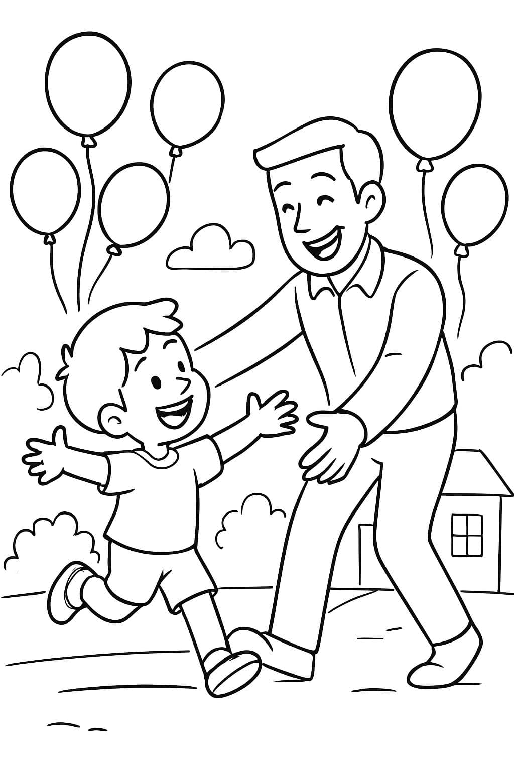 Papa! Willkommen zu Hause! (mit Luftballons darum herum)