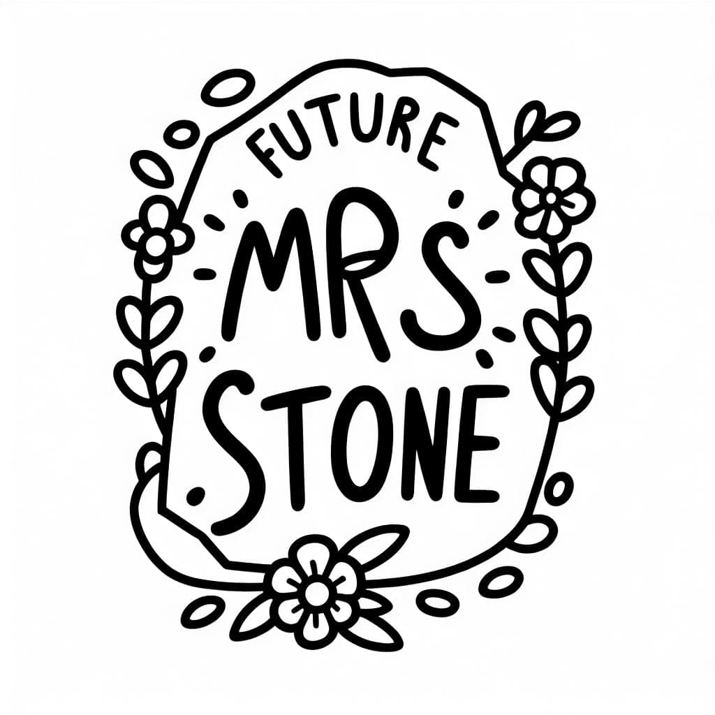 Fuente en cursiva “Future Mrs. Stone” con flores