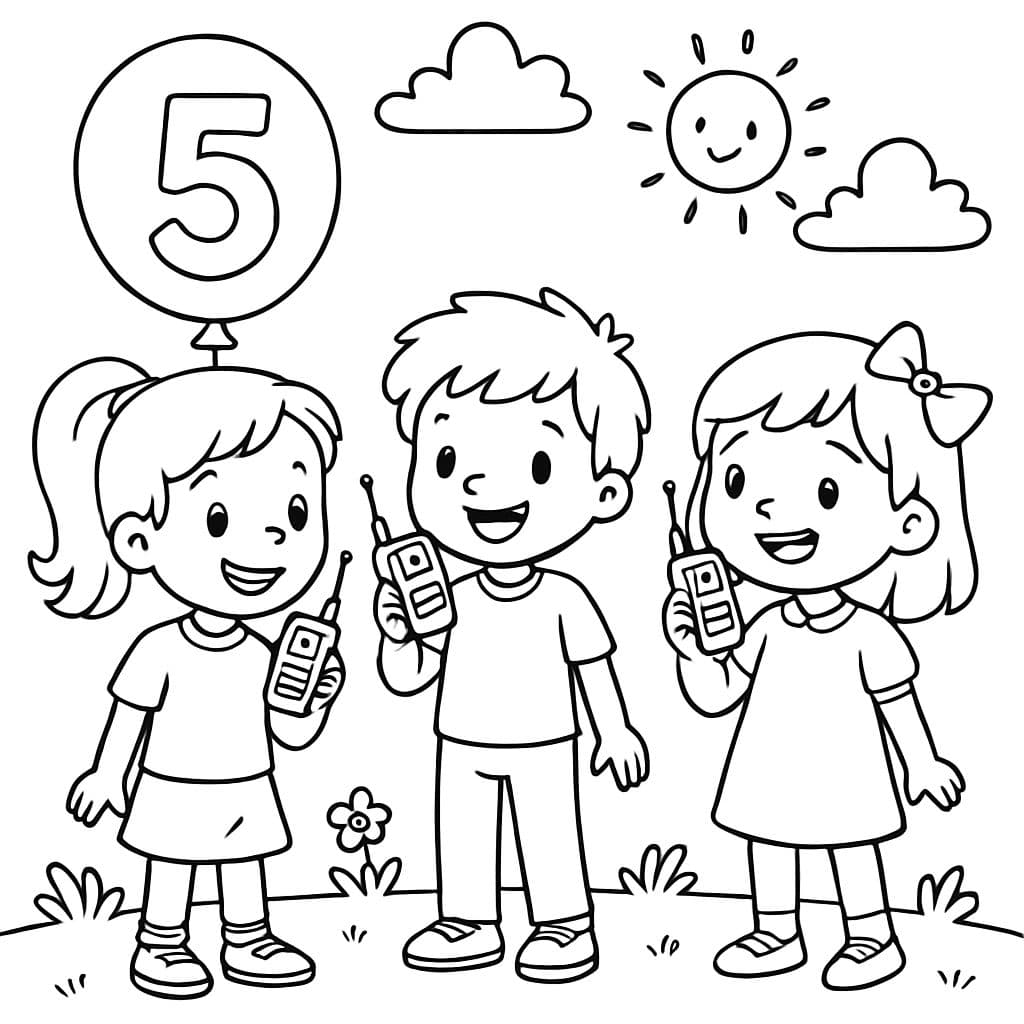 Geburtstag Walkie-Talkies zwei Mädchen ein Junge 5 Jahre