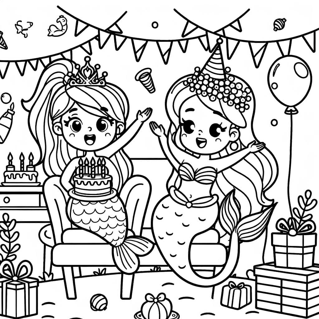 eine prinzessin feiert geburtstag mit einer meerjungfrau