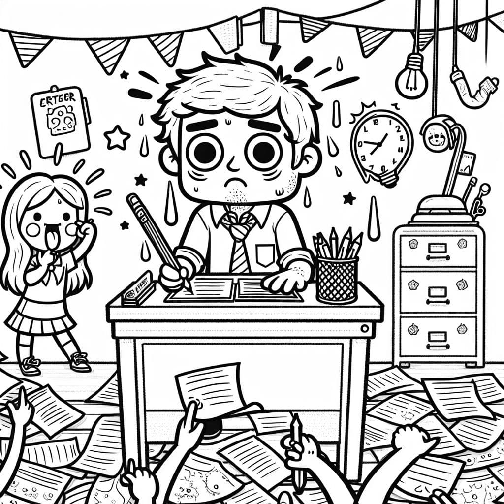 einen unmotivierten Lehrer, der versucht zu korrigieren