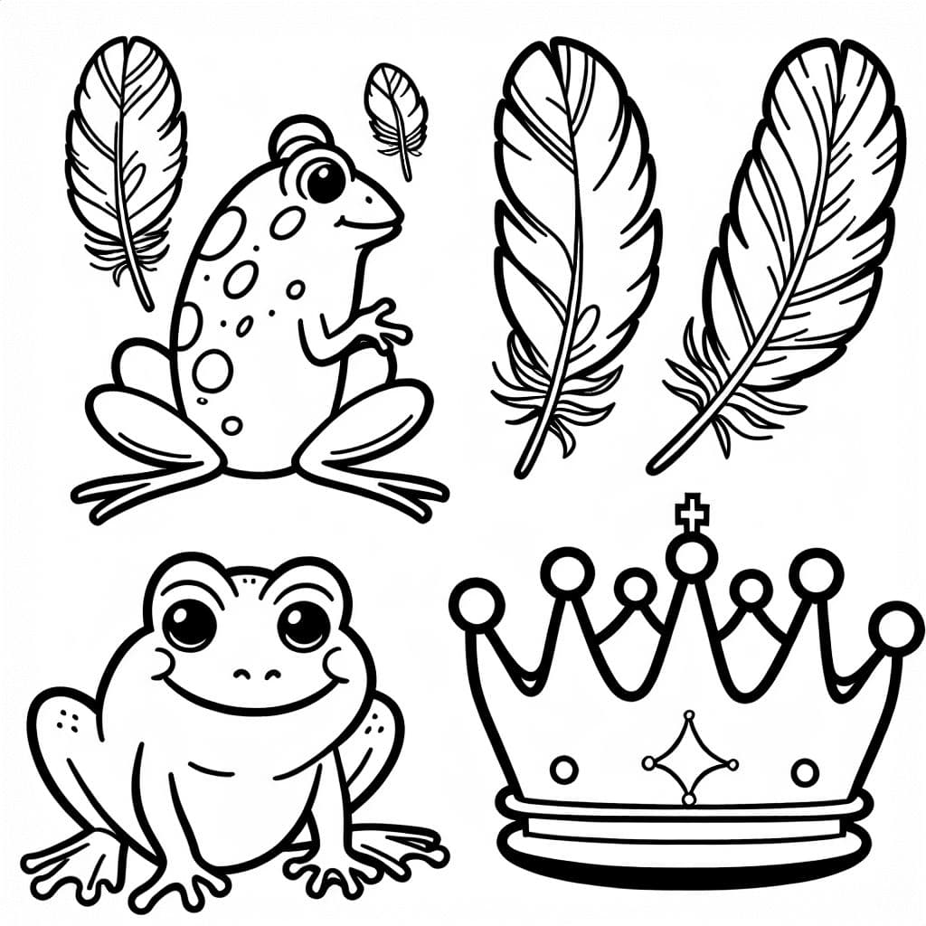 Un sapo con tres plumas de colores, que representa a un rey.