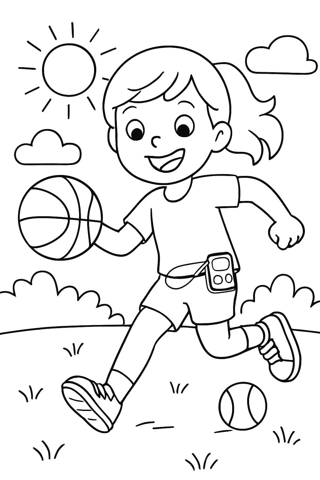 Une fille portant une pompe à insuline sans tube pendant qu'elle fait du sport.