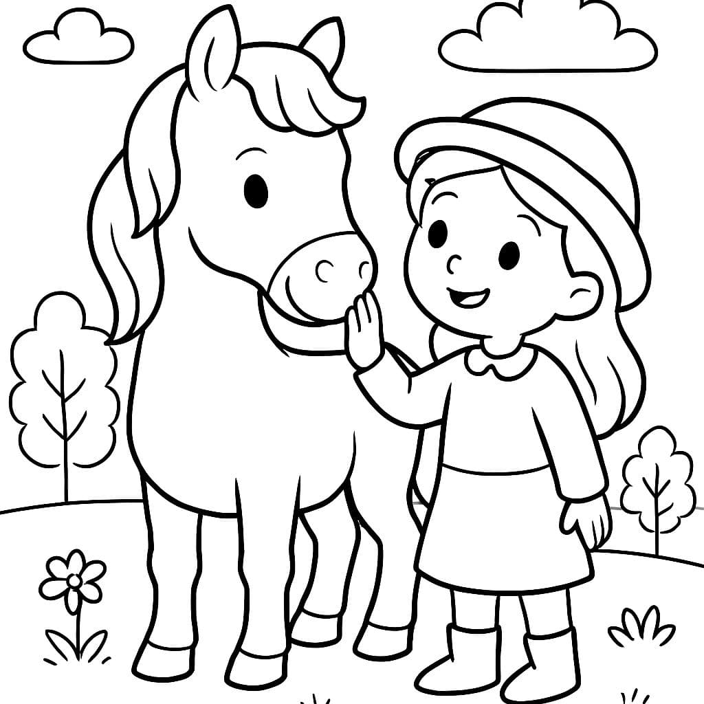 Ein Pferd und eine Frau die die Schnauze streichelt