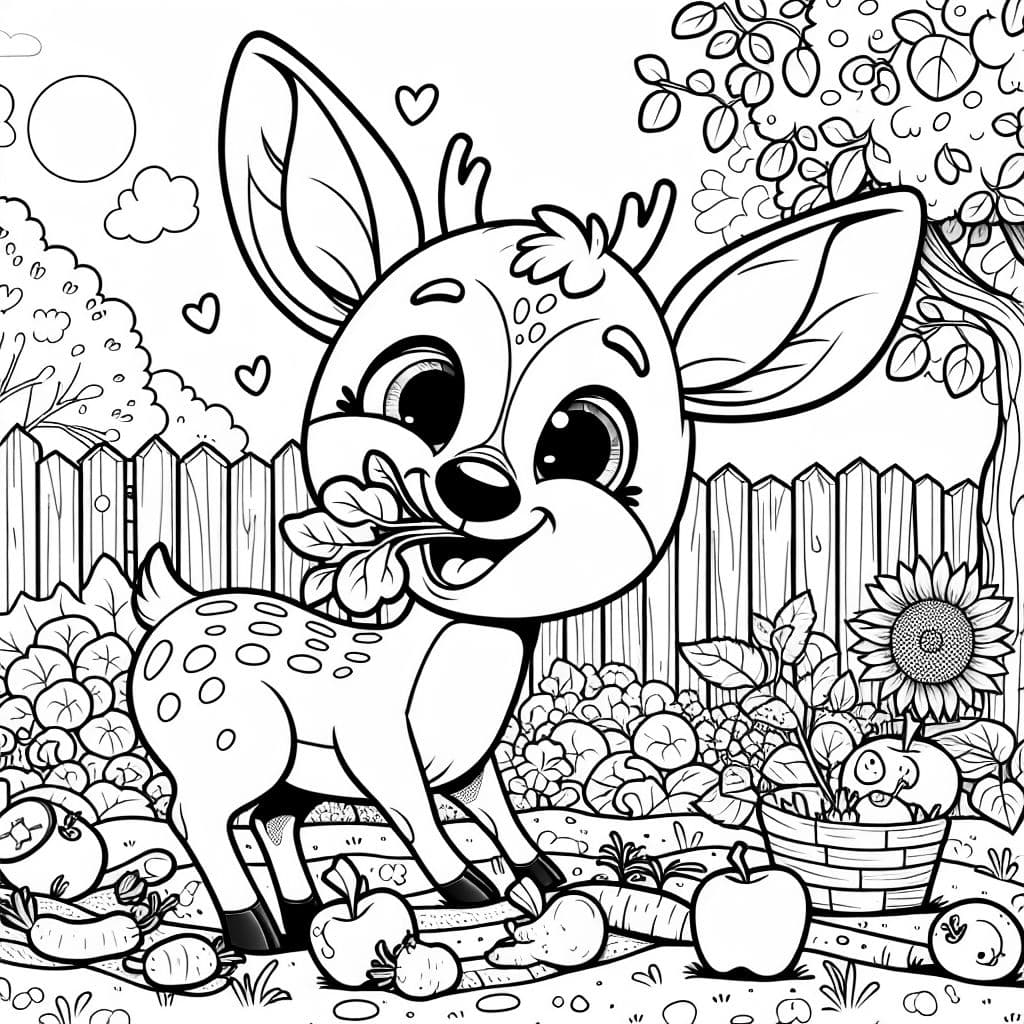 ein Rehbock, im Garten der das Gemüsse frisst