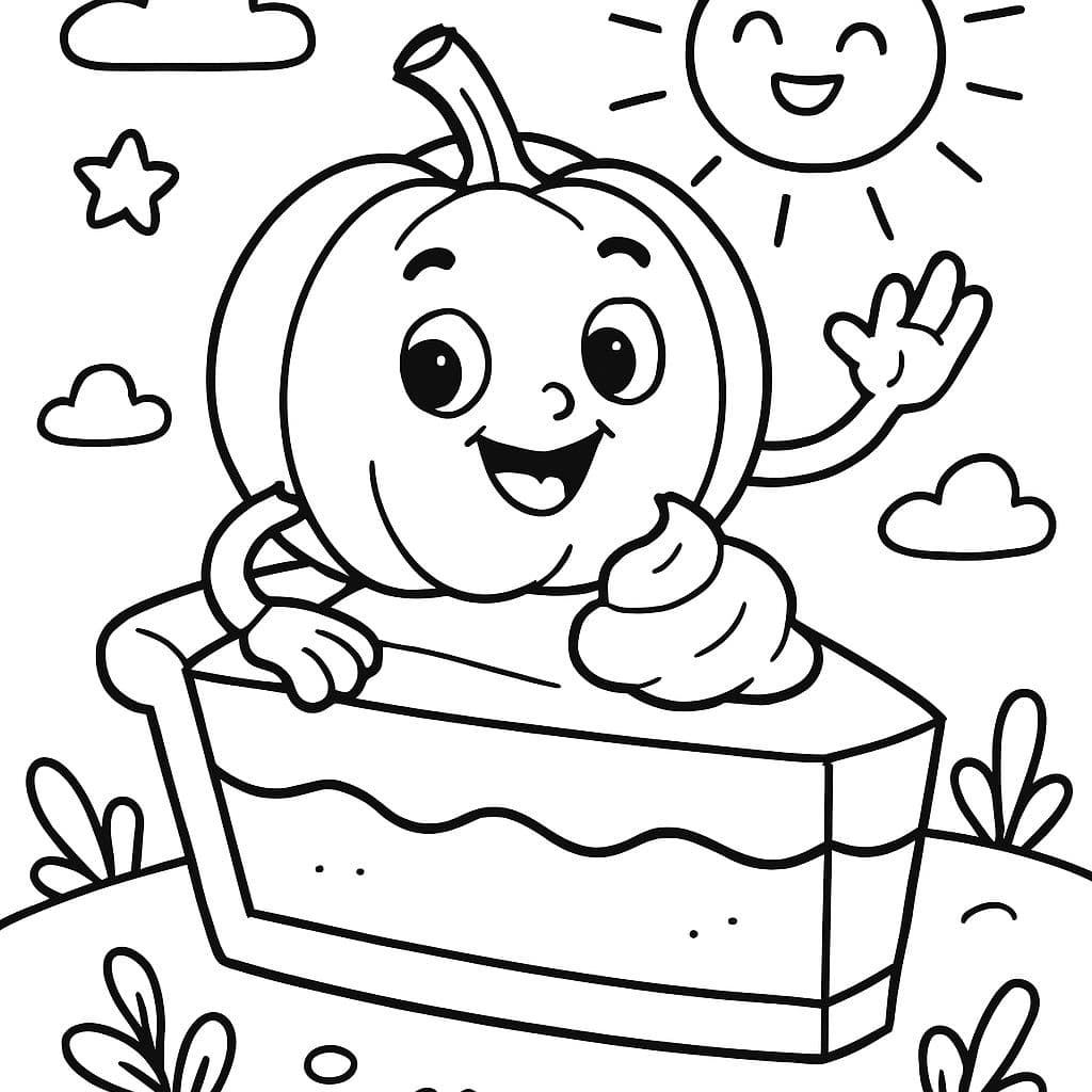 une part de tarte à la citrouille avec une citrouille sur le dessus