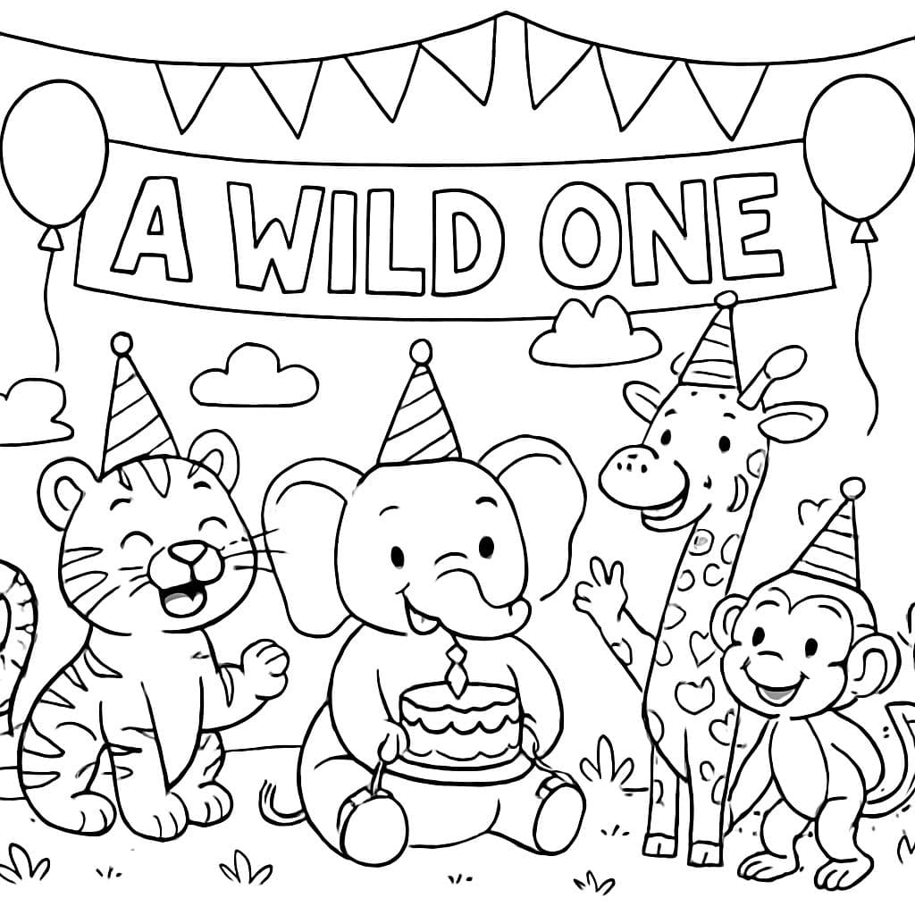 Des animaux se sont réunis pour un anniversaire sur le thème "Un Sauvage".
