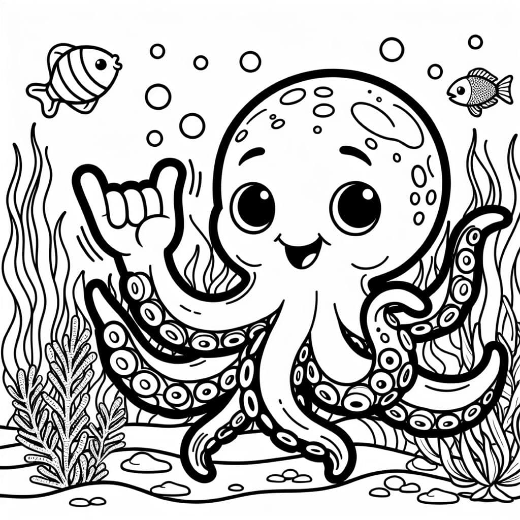 an octopus making the sign language sign for "sea"