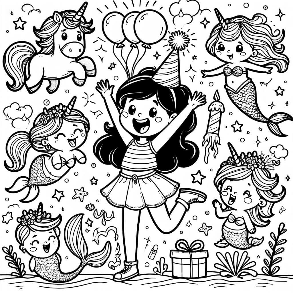 a birthday celebration for 8 years old girl who loves unicorn and mermaid
