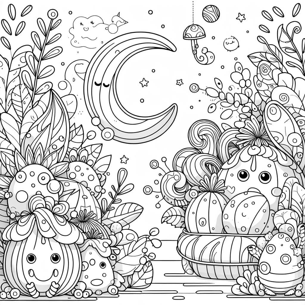 Patrones de plantas divertidos para colorear para niños.