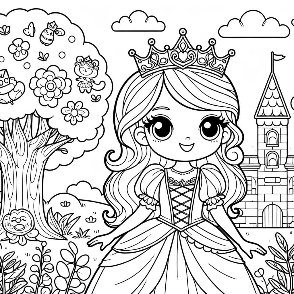 Une fille portant un magnifique costume de princesse, se préparant pour une aventure.