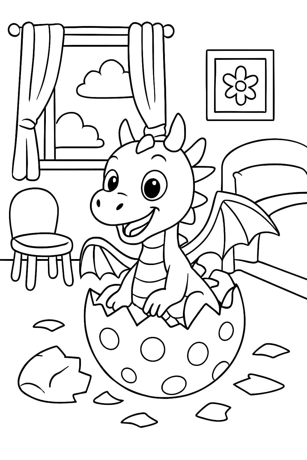 Un dragón que salió de un huevo de Pascua en mi habitación infantil