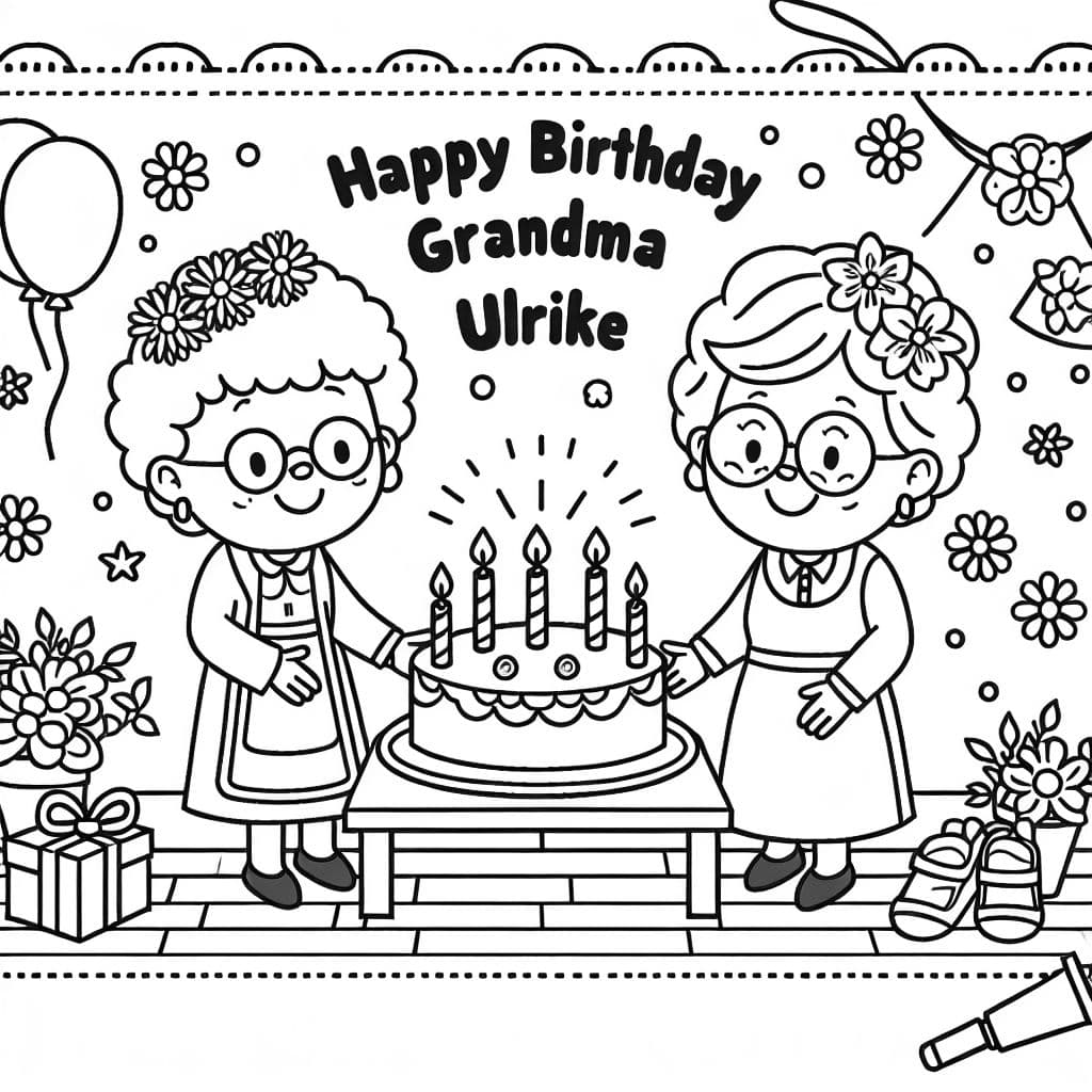 Ein Bild zum Geburtstag für die Oma. Mit Text "Alles Gute zum Geburtstag Oma Ulrike"
