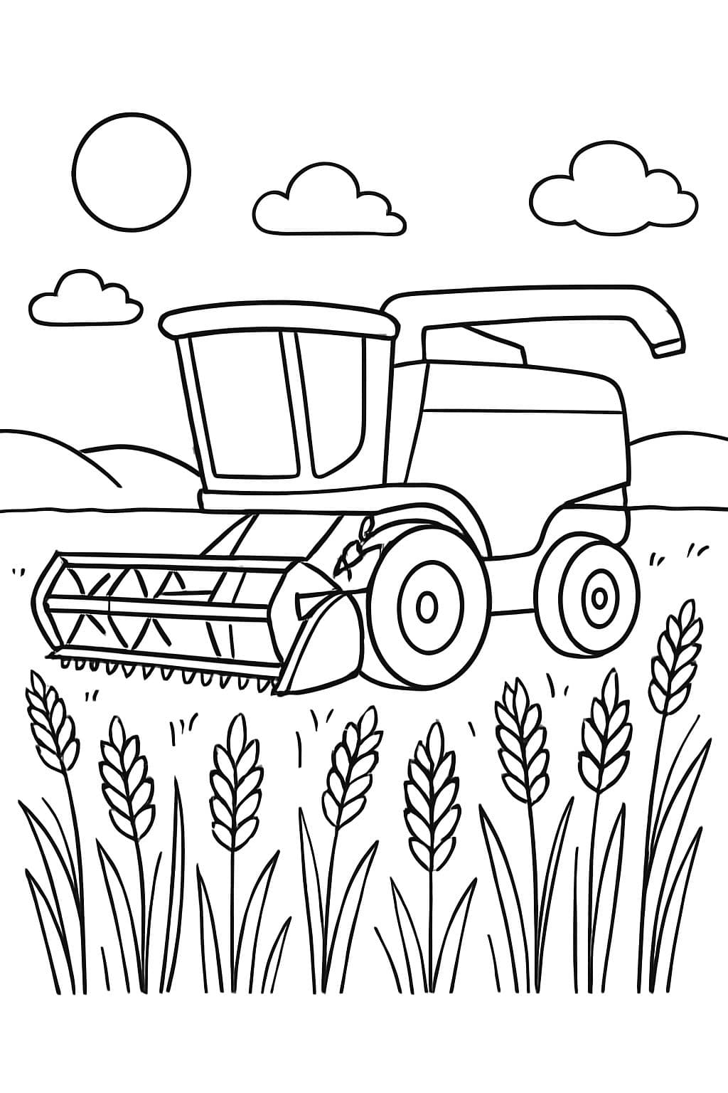 Moissonneuse au milieu du champ de maïs, non anthropomorphisée