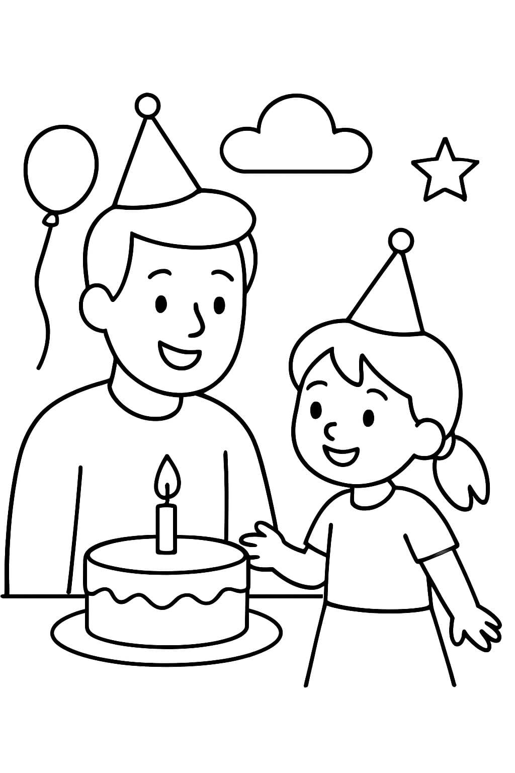 Un hombre que tiene cumpleaños y lo celebra con una niña pequeña.