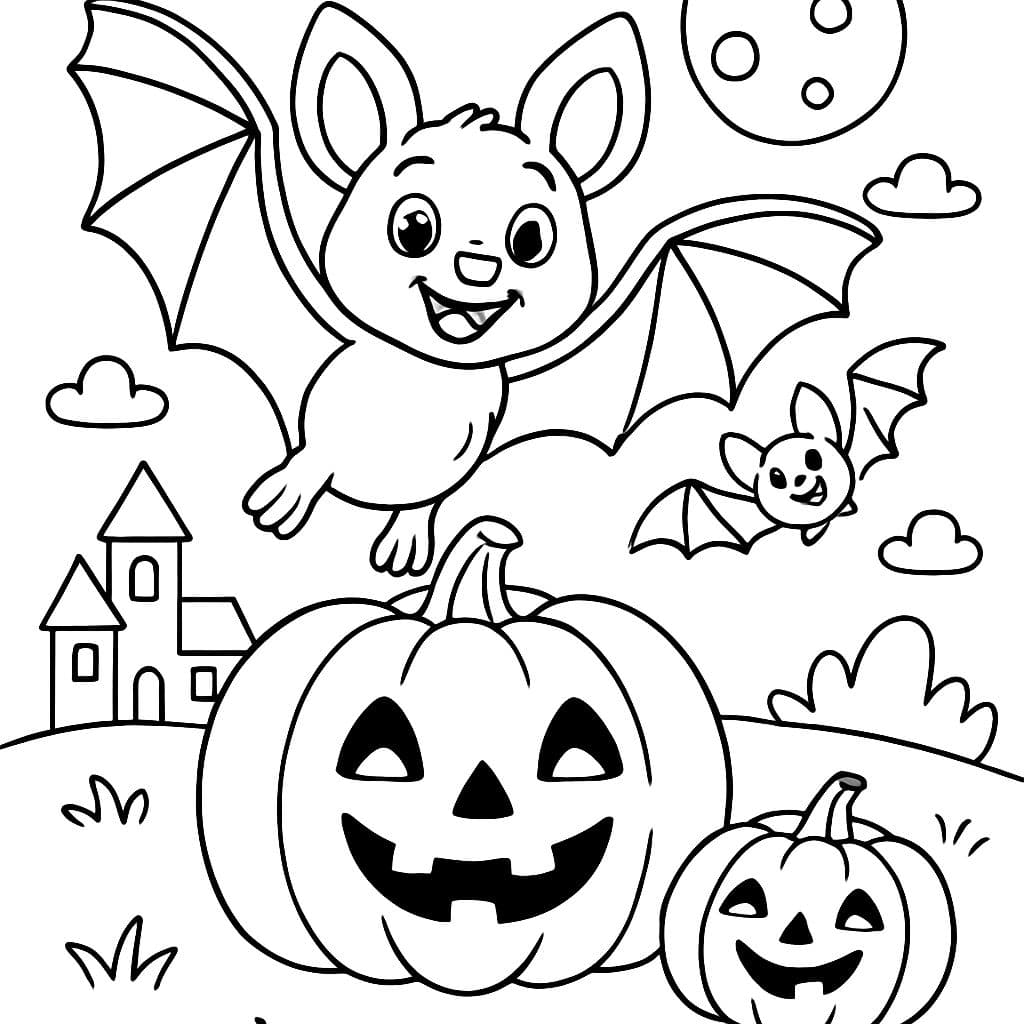 Une image d'Halloween avec des citrouilles chauves-souris