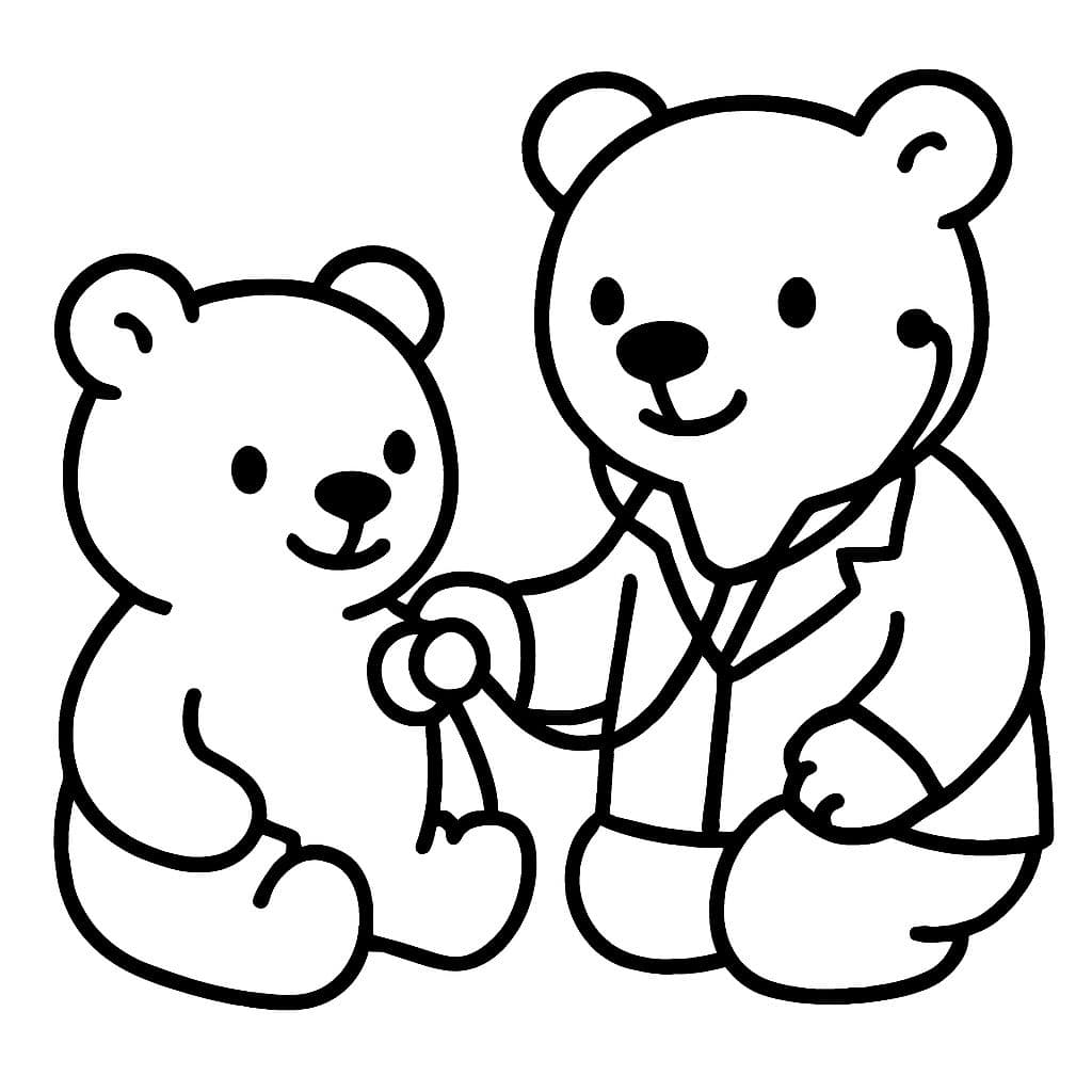 un ours mignon allant chez le gentil docteur ours pour un contrôle