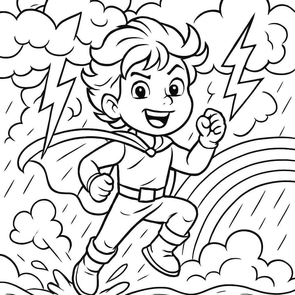 Tormenta con relámpagos y truenos y un arcoíris