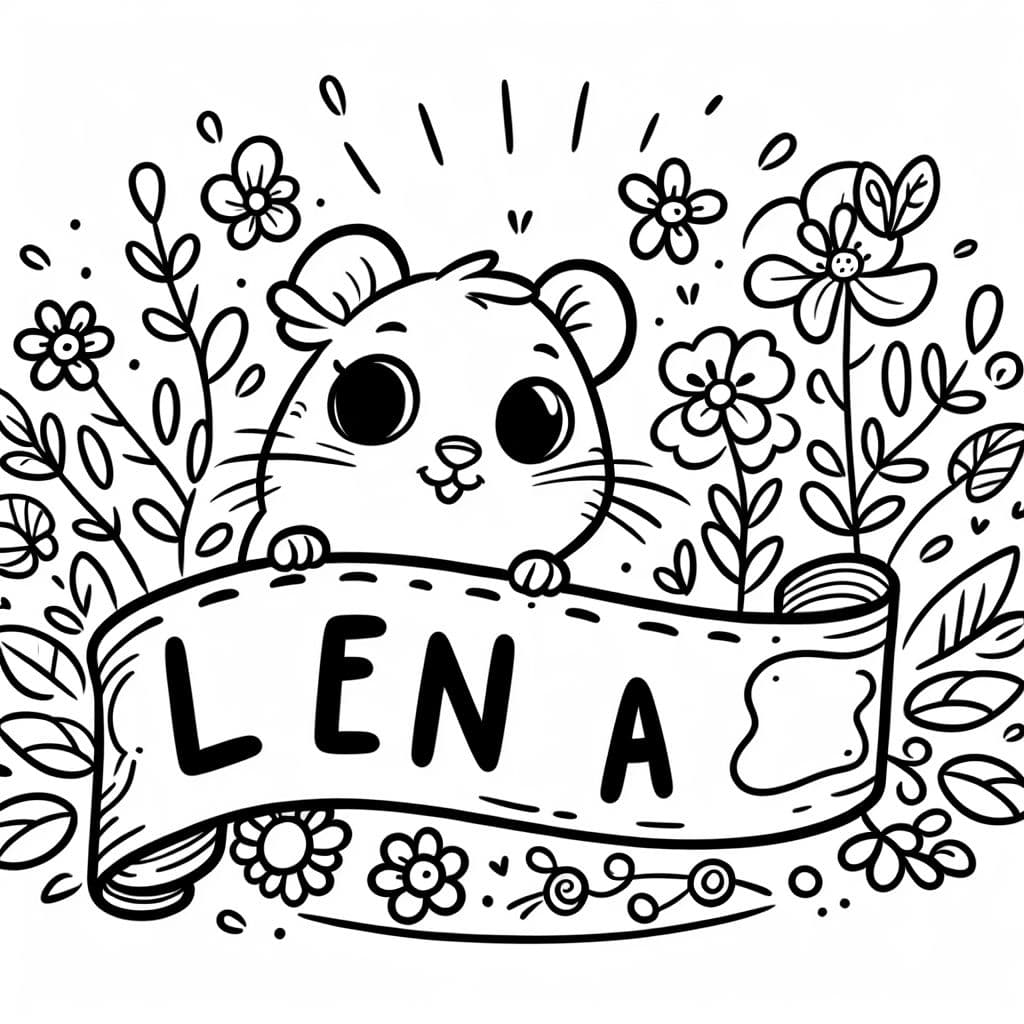 La palabra Lena en una pancarta para colorear.